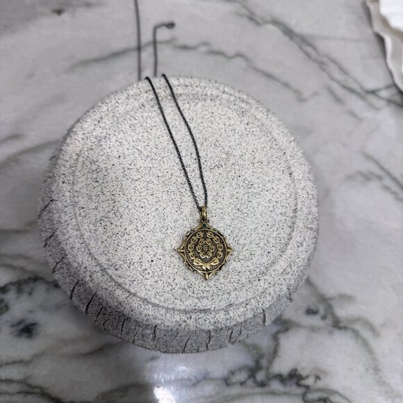 Handmade Oxidized Silver Coin Pendant Necklace - Picture 2 of 8